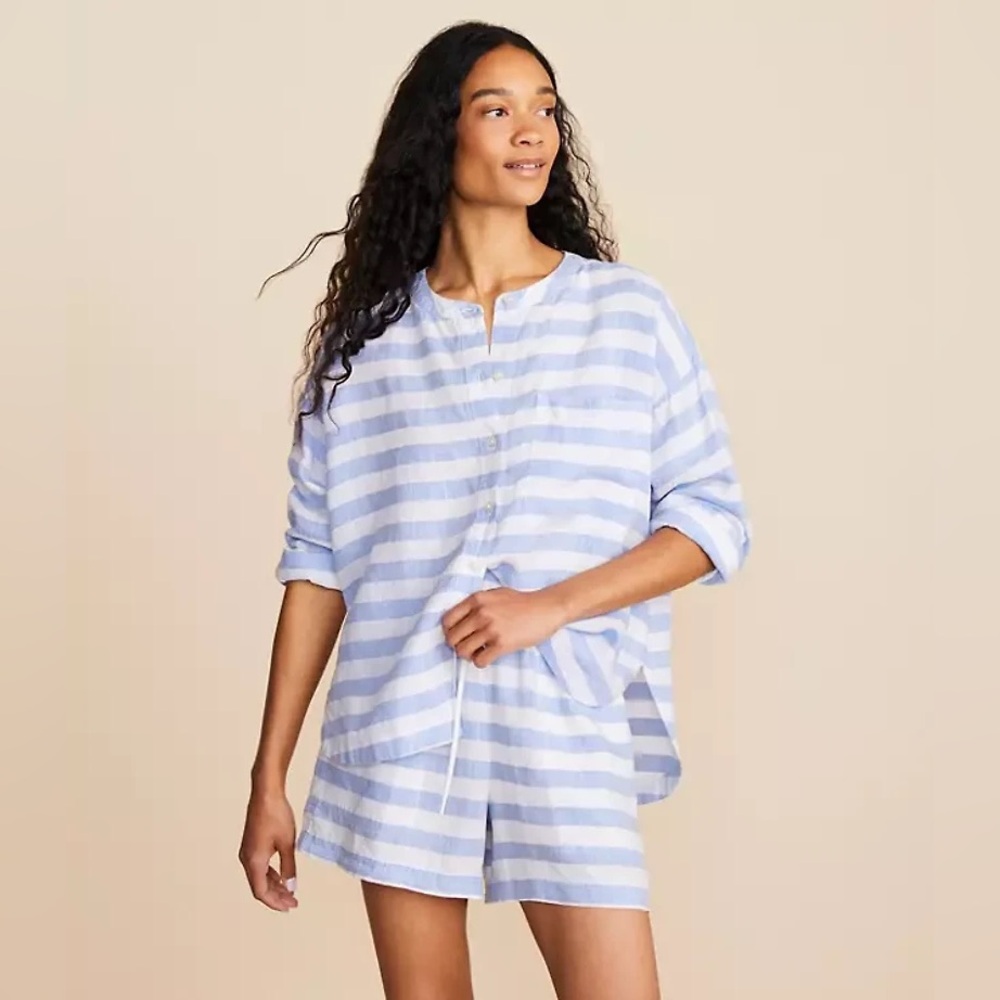 Lou & Grey Striped Blue and White Linen Tunic Sz. XL
